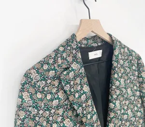 Mango MNG Floral Print Longline Blazer One Button Oversized Women's XXS thumbnail 4