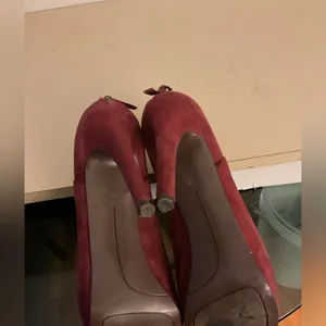 Nine West Women's Suede burgundy platform Heels vintage boots size 8 thumbnail 4