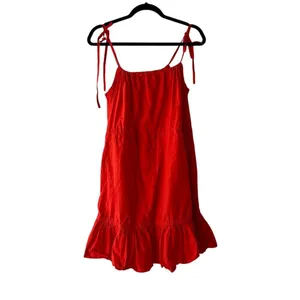 Chinti & Parker Red Tie Waist Dress‎ Tie Strap Ruffle Hem Casual Sundress US 10 thumbnail 3