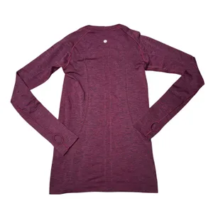 Lululemon Swiftly Tech Long Sleeve Women 4 Burgundy Good Thumbholes Heathered thumbnail 2
