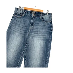 Judy Blue Wide Leg Crop Jeans Womens 32 Blue Stretch High Rise Boho Festival thumbnail 4