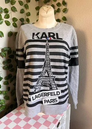Karl Lagerfeld Gray and Black Eiffel Tower Sweater thumbnail 1