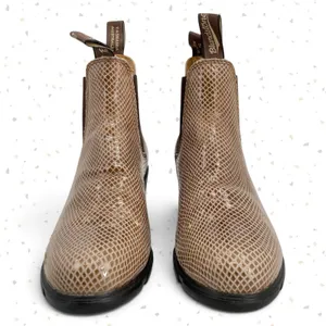 Blundstone Tan Heeled Boots Shell Lizard Print Snakeskin Neutral Booties Size 9 thumbnail 6