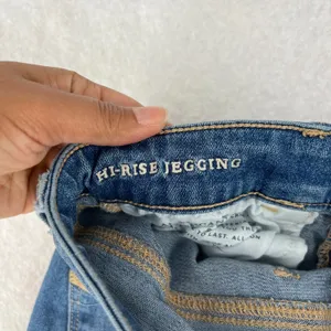 American Eagle Outfitters High Rise Jegging Jeans Womens 4 Blue Denim Distressed thumbnail 10
