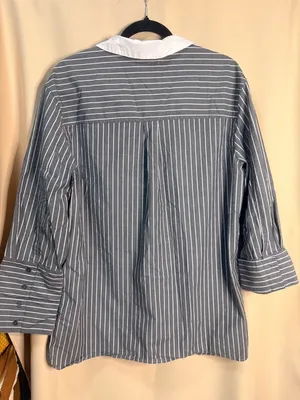 Scoop Oversized Cotton poplin blouse Gray Size L thumbnail 3