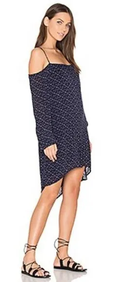Anthropologie Cloth & Stone Cold Shoulder Swing Dress in True Navy -‎ XS thumbnail 1