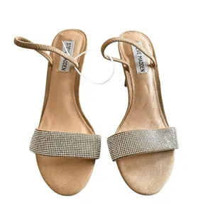 Steve Madden Women's Natural Fierce Rhinestone Slingback Heels Size‎ 7 thumbnail 3