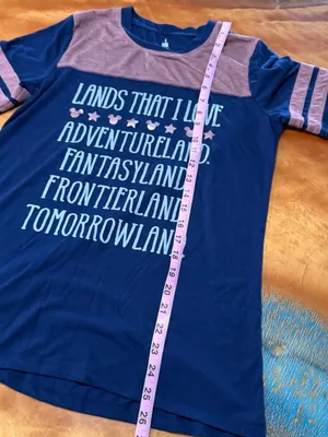 Disney Parks Navy Pink 'Lands That I Love' Short Sleeve Graphic Tee medium thumbnail 5