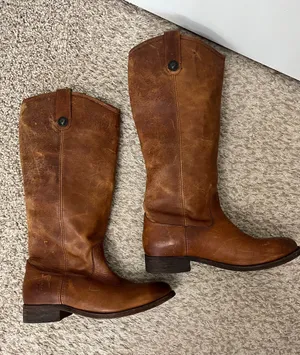 Frye Cara Boots in Cognac Leather - Size 6.5 B thumbnail 1