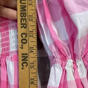 Aura Pink Gingham Puff Sleeve Midi‎ Dress Women’s Size Small thumbnail 10