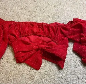 Lucy in the Sky Red Long Sleeve Crop Top thumbnail 4