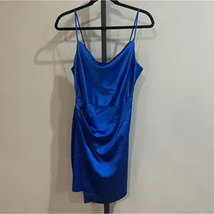NWT Zara Draped Mini Dress Cobalt Blue Size Small thumbnail 2