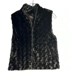 Women's Faux Fur Vest Brown M Soft Texture Full Zip‎ Fall Winter thumbnail 8