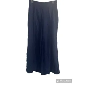 Anthropologie ✨Maeve Canna Culotte Wide Leg Crop Sz 8 Pants Dark Blue Rayon Side Zipper✨ thumbnail 4