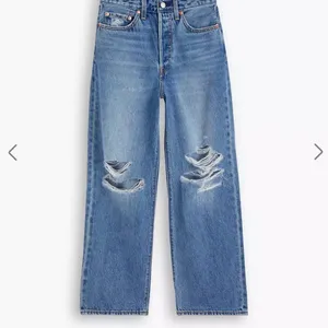 Levi's Blue Distressed Wide-Leg Jeans thumbnail 3