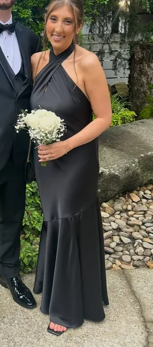 Birdy Grey Black Satin Dress thumbnail 3