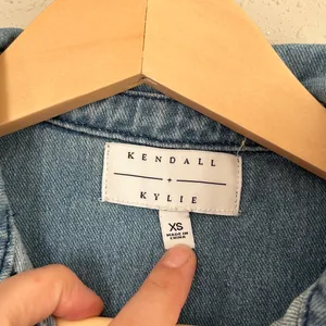 Kendall + Kylie Denim Jean Button Down Short Sleeve Dress Casual 90s Fall XS thumbnail 2