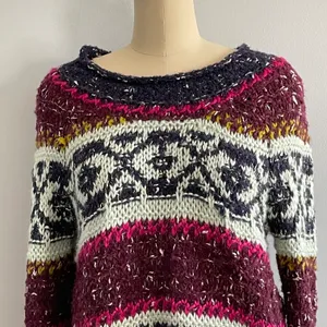 Silver Reed Fair Isle Chunky Knit Sweater- Size Large- Multicolored thumbnail 3