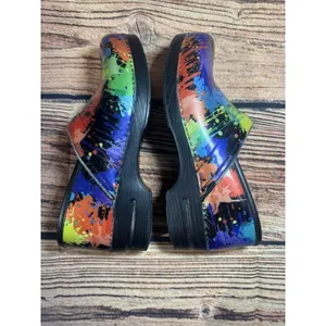 Dansko Paint Splatter Patent Leather Professional Stapled Clogs Shoes 11 thumbnail 7