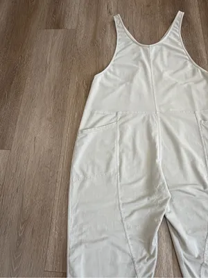 Prana Mindful Movement Jumpsuit Organic Cotton Blend Almond Size Large thumbnail 4