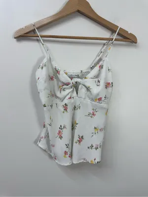 Abercrombie & Fitch White Floral Tie-Front Cami size XS thumbnail 2