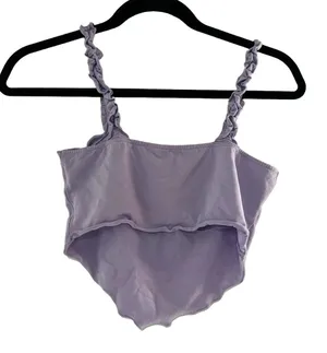 Shein lavender purple crop top with ruffle straps thumbnail 2