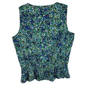 IZOD Colorful Floral Sleeveless Crochet Detail 1/2 Button Pullover‎ Blouse Sz XL thumbnail 2