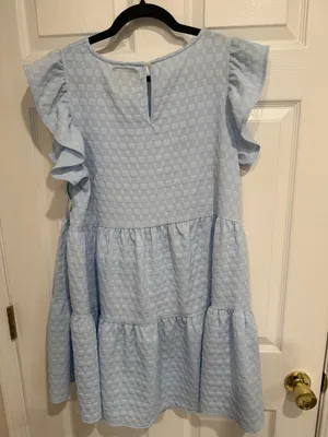 Simply Southern Pale Blue Ruffle‎ Sleeve Tiered Dress thumbnail 2
