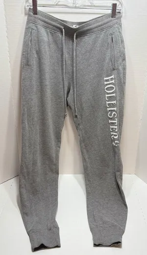 Hollister Joggers Sweatpants Womens Size S Gray Logo Drawstring Y2K thumbnail 1