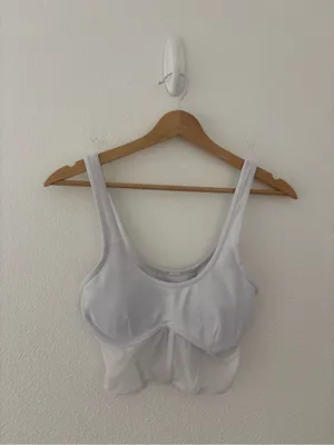 Alo Yoga Airbrush Mesh Corset Tank in white thumbnail 2