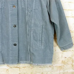 Zara Oversized Corduroy Trucker Jacket Womens XS Baby Blue Raw Hem Gorpcore 90s thumbnail 10