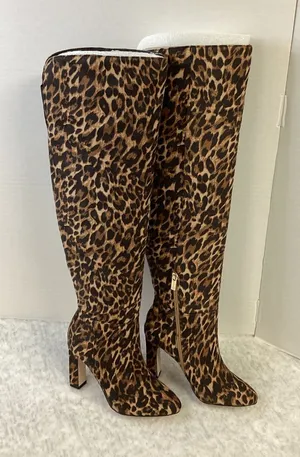 Jessica Simpson Mistia Leopard Print Over‎ The Knee Boots JS-MISTIA Natural 5M thumbnail 1