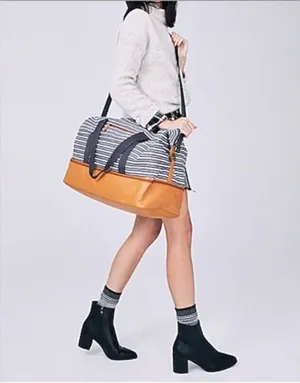 Blue and white Stripe weekender bag by DSW thumbnail 1