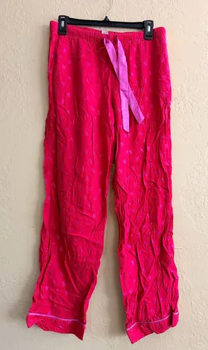 Victoria's Secret Hot Pink Pajama Pants with Light Pink Drawstring thumbnail 1