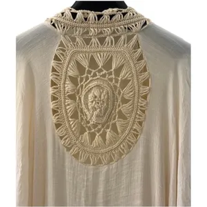Altar’d State Cream Crochet Trim Midi Boho Festival‎ Kimono Kaftan XS Coverup thumbnail 8