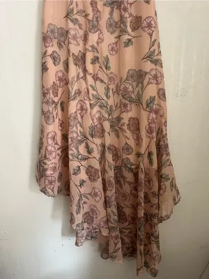 Floral High-Low Chiffon Dress in Blush thumbnail 7