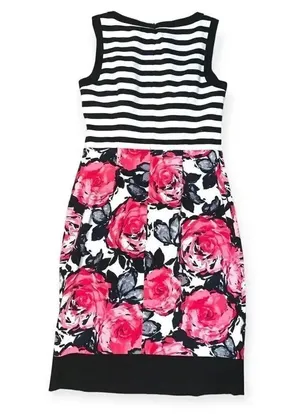 London Times Dress 6 Black White Pink Sleeveless Spring/Summer thumbnail 4
