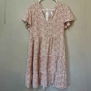 Beachsissi Boho Floral Tiered Dress L Flowy Spring Summer Casual Cottagecore thumbnail 9