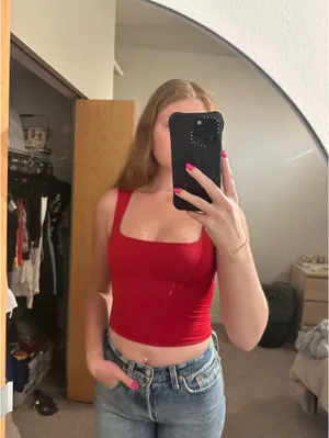 Princess Polly red crop top thumbnail 3