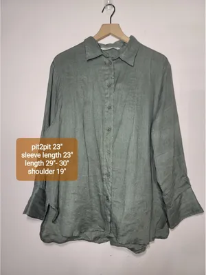 Zara Linen Oversized Shirt Coastal Minimal Sz L Quiet Lux thumbnail 3
