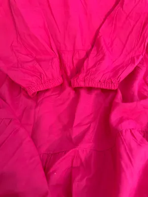 Caralynmirand The Drop Hot Pink Long Sleeve V-Neck Tiered Dress thumbnail 2