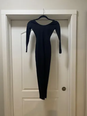 Capezio Jumpsuit Womens Large Black Footless Long Sleeve Dance Unitard Stretch thumbnail 2