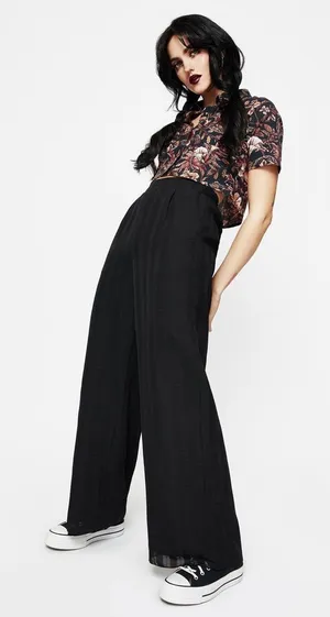 Disturbia Almost Everything Tabitha Wide Leg Check Trousers Wide Leg US4 thumbnail 1