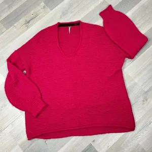 Free People All Mine Sweater Slouchy Alpaca Blend Raspberry Pink Large Oversized thumbnail 14