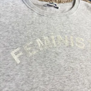 Rebecca Minkoff Sweatshirt Womens Feminista Graphic Gray L Pullover Fleece‎ thumbnail 7