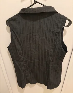 SHEIN Black Pinstripe Sleeveless Blazer Vest thumbnail 4