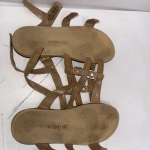 Vionic Gold Cork Metallic Orthotic Comfort Adjustable Sandals Size 10 Wide thumbnail 3