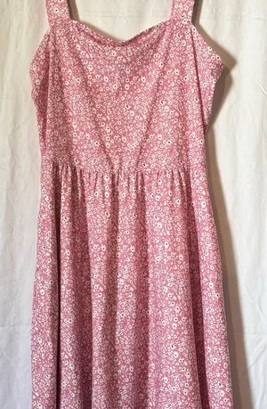HUHOT Pink Floral Sleeveless Dress – Women’s Size L thumbnail 1