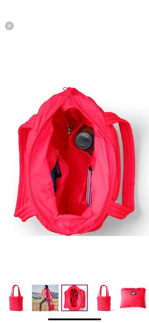 (NWT) Lands’ End Wanderweight Ultralight Packable Tote Bag in Coral Rose thumbnail 7