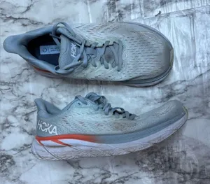 Hoka One One Light Blue grey gray Lace-Up Trainer sneakers shoes running size 8 thumbnail 1